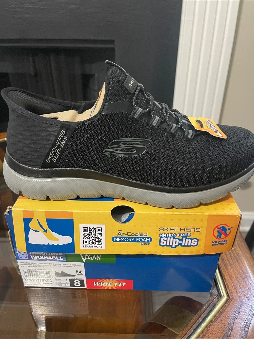 Skechers Men's Black Athletic Slip-On with Gray Sole